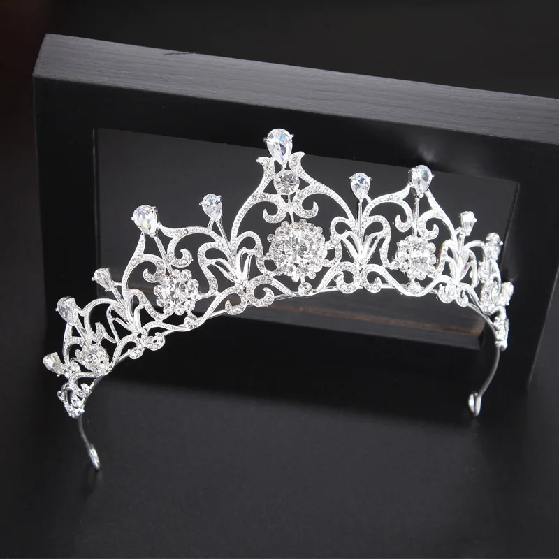 

Korean Style Bride Zircon Crown Man-made Diamond Bride Necklace Earrings Three-piece Set Formal Dress Ornament Marriage Headdres
