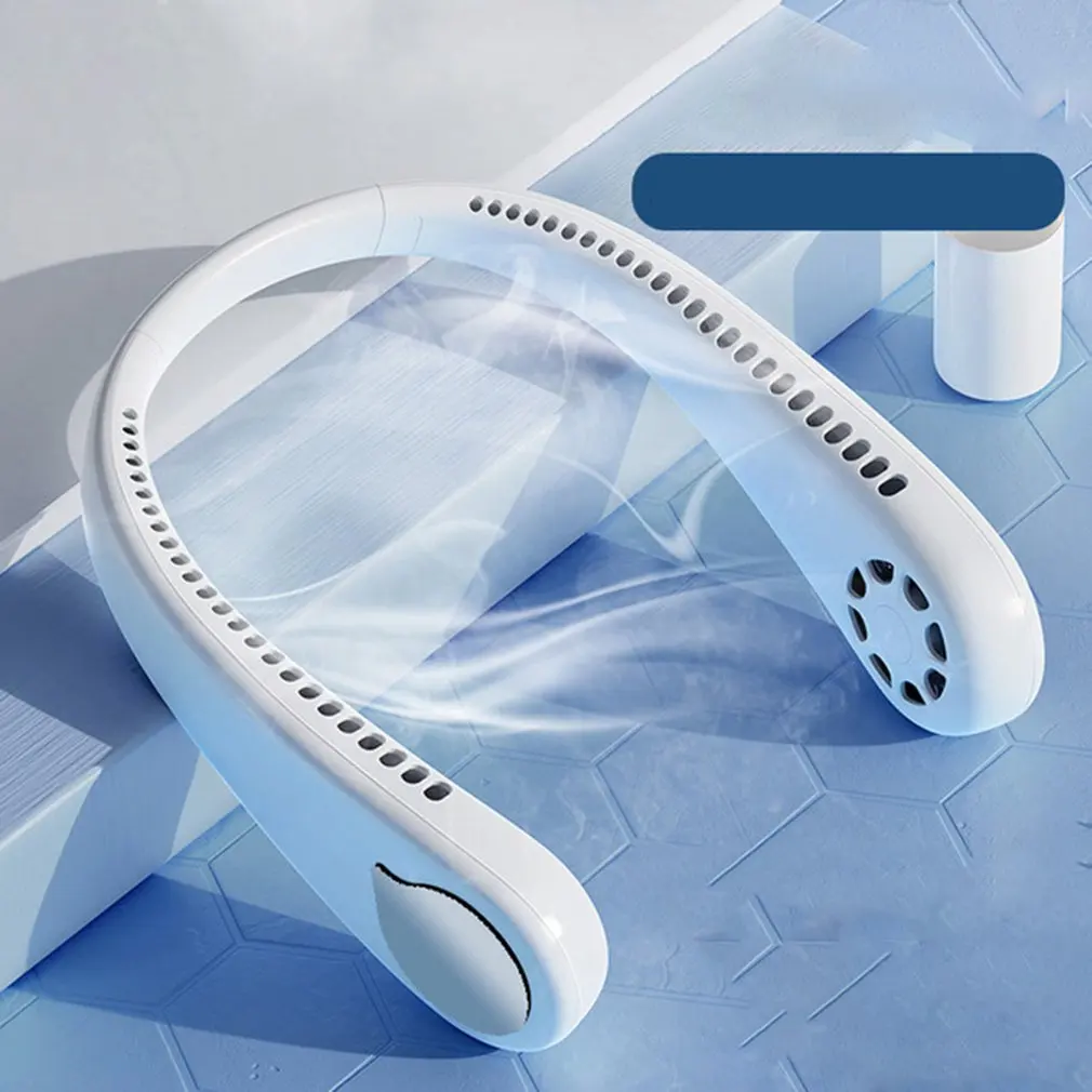 

Summer Air Cooling Neck Fan Bladeless Hanging Neck Fan Air Cooler Outdoor Sport Mini USB Rechargeable Neckband Fans Strong Wind