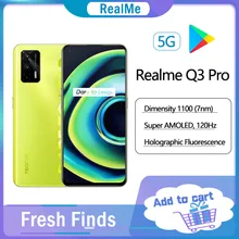 Realme – SmartPhone Q3 Pro 5G, téléphone portable, 128 go, fréquence de rafraîchissement 120Hz, dimension 1100, 6.43 pouces AMOLED, Charge rapide 30W, 64mp, Google play, nouveau