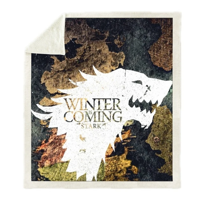 Movies Watching Blanket Anime Game of Thrones Print Double Velvet Sofa sherpa blanket For Beds Warm Fleece Camping Blanket Quilt