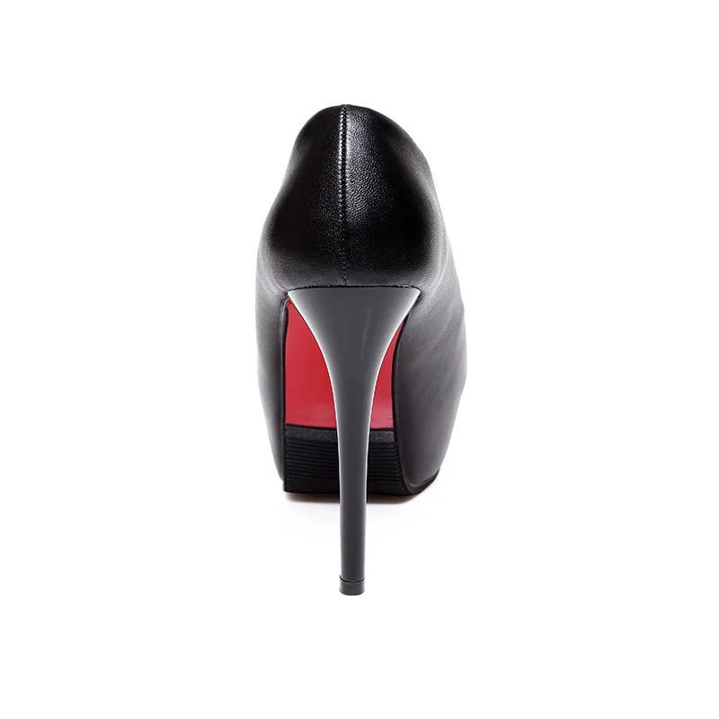 Sexy Super Thin High Heel 12cm super high heels Bottom Shoes Peep Toe Women Genuine PU Leather Pumps Nightclub Shoes