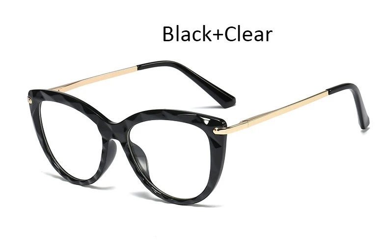 Black Clear TR90 винтажные прозрачные женские очки, оправа, модные круглые роскошные очки, оправа для дам, оптические прозрачные очки, очки - Цвет оправы: Black Clear