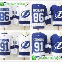 Мужская Хоккейная Футболка Tampa Bay Nikita Kucherov Steve Stamkos