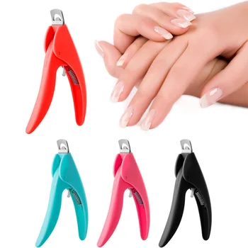 

4PCS Nail Clipper Professional Manicure Scissors U-shaped Nail Edge Cutter Manicure Tools (Red Black Rosy Light Blue)