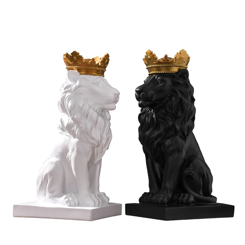 

zq Nordic Crown Lion Ornaments Living Room Study TV Cabinet Decorations Modern Minimalist Office Window Artwork