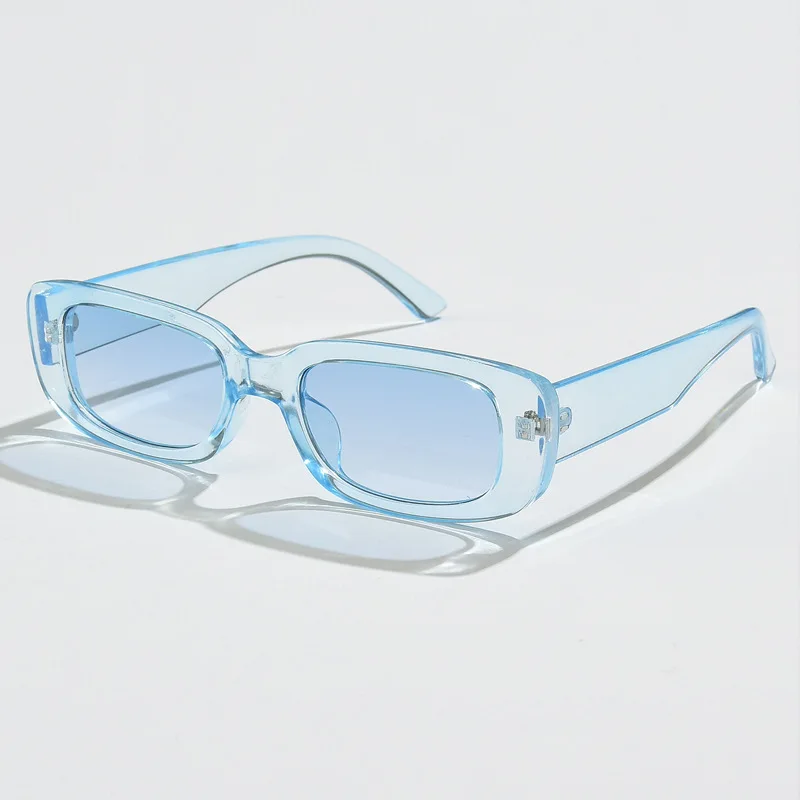 Classic Vintage Rectangle Sunglasses Women Brand Design Clear Blue Pink Green Lens Sun Glasses Female  Eyewear UV400