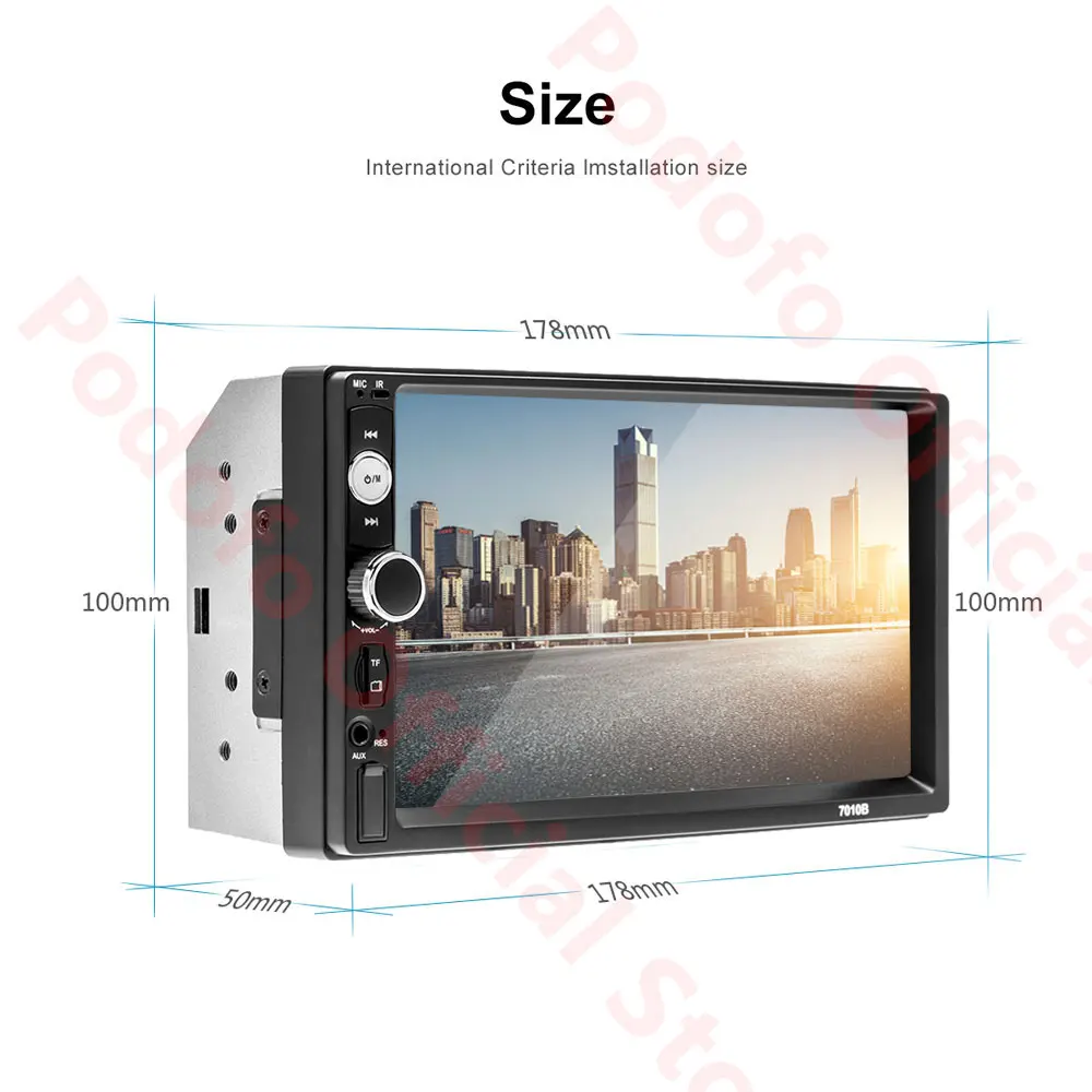  Podofo 2Din Android Car Radio Multimedia Player RAM 2G + ROM 32G GPS Navigation BT FM WiFi No dvd 2