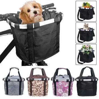 

Pets Cat Seat Dog Bicycle Handlebar Basket Waterproof Folding Outdoor Small Pet Cat Dog Carrier Cycling Bag Bike Basket