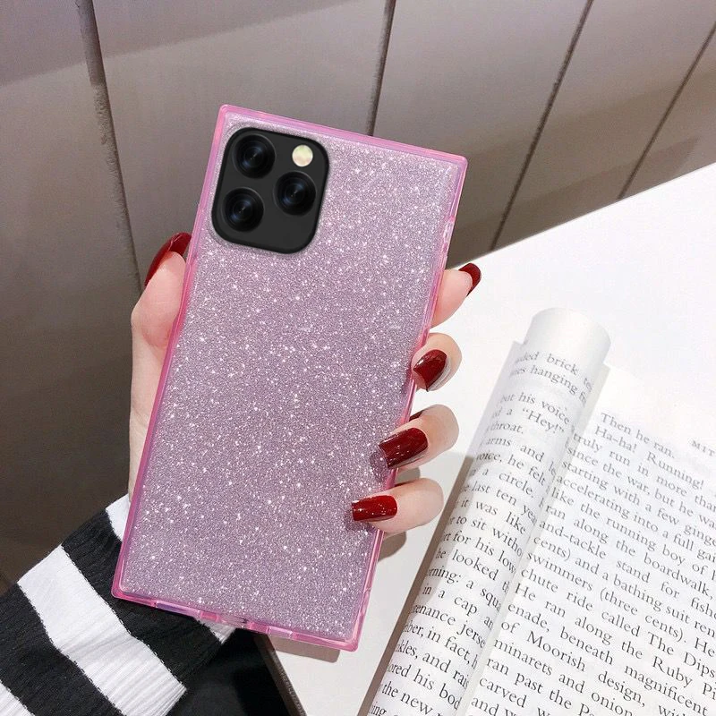 Розовый YISAHNGOU роскошный квадратный блестящий чехол для iPhone 11 7 8 6 Plus X XS Max XR силиконовый мягкий ТПУ противоударный чехол - Цвет: Розовый