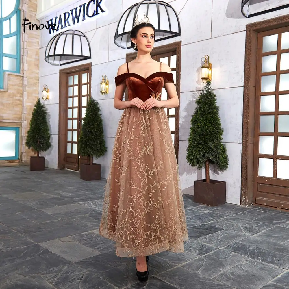 Finove элегантные платья для выпускного вечера Robe De Soiree Сексуальное Милое винтажное длинное платье цвета шампанского со шнуровкой сзади Вечерние платья - Цвет: Champagne