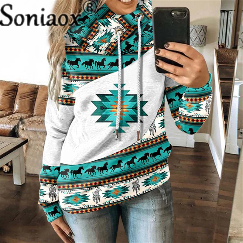 Autumn Street Hipster Pullover O Neck Printed Long-Sleeve Hooded Sweatshirt Women Casual Vintage Fashion Shirt Hoodie