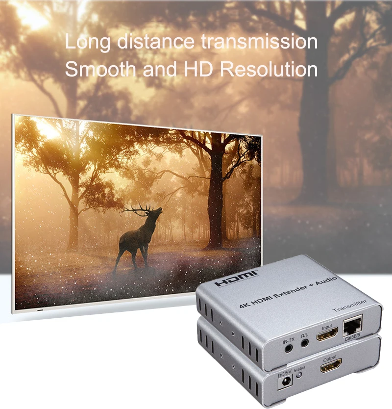 100M HDMI Extender Via RJ45 Network Cat5e CAT6 Ethernet Cable Extension Transmitter Receiver TX RX 4K 1080P+ Audio DVD PC To TV
