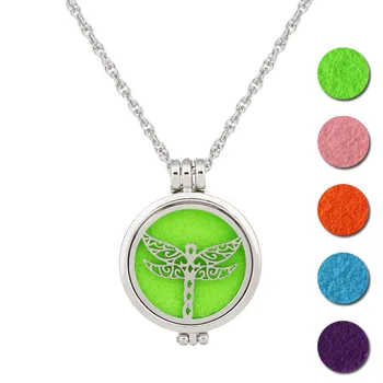 

10pcs New dragonfly Aromatherapy Jewelry Essential Oil Diffuser Necklace Open Perfume Lockets Pendants Aroma Diffuser