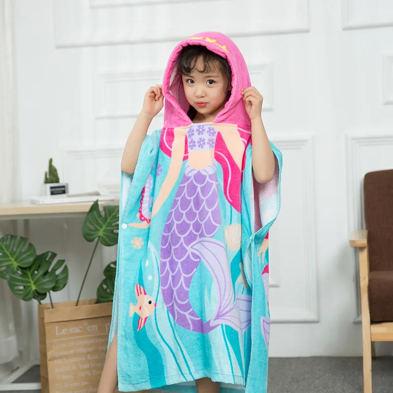 

Summer Bath Towel for Children Cloak Cotton Baby Swimming Bathrobe Mantle Beach Towel Infant Water-Absorbing Hooded Towel