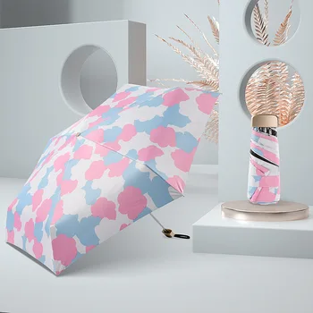 

New Portable iphone Mini Umbrella Rain Women Ultralight Five Fold Sun Umbrella Girls Anti UV Parasol Clear Kids Umbrella Pocket