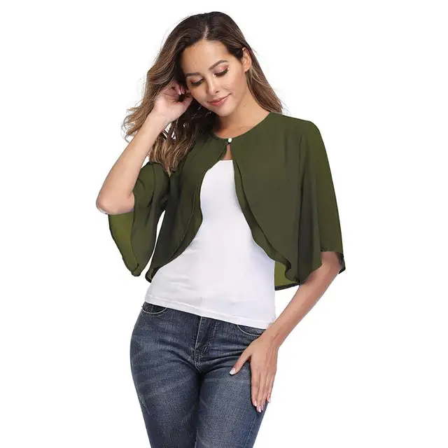 Half Sleeve Layered Open Front Loose Sheer Bolero Cardigan Top For Wedding  Party Dress Capes Cover Up Chiffon Shrugs For Womens - AliExpress