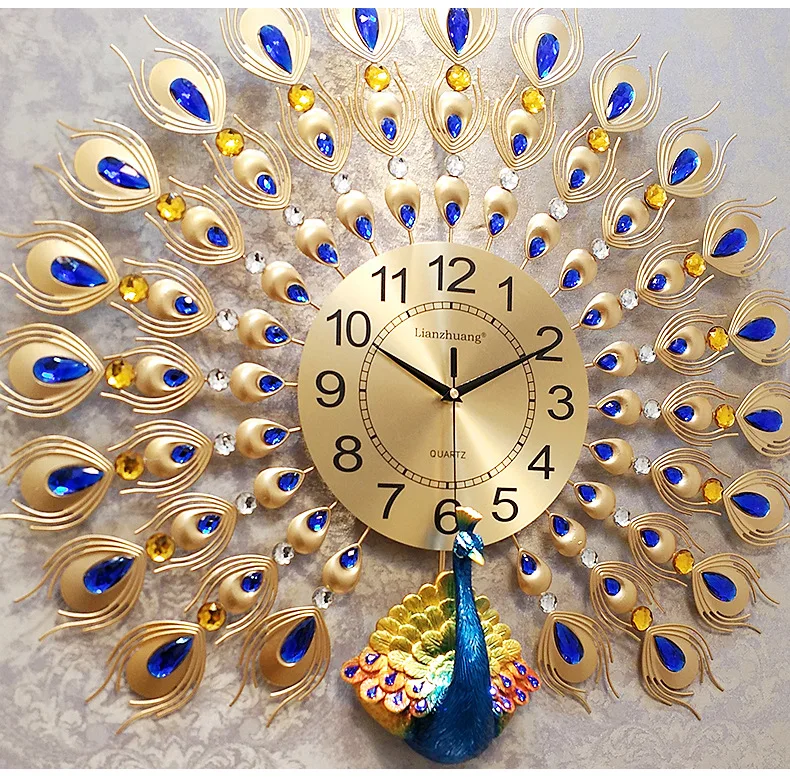 Peacock Clock Wall Clock Living Room Modern Minimalist Glorious Creative European Style Clock Household Decoration Pocket Watch