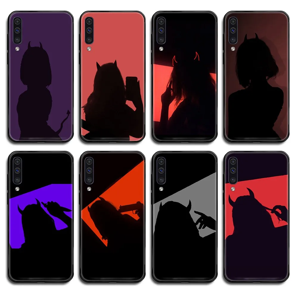 Сексуальный Дьявол Женский мягкий чехол черный для телефона Корпус Samsung Galaxy A C Note