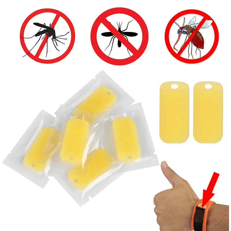 

5 pcs /bag Silicone Rectangular Mosquito Repellent Sheet Wristband Mosquito Repellent Supplement Natural ingredients yellow Home
