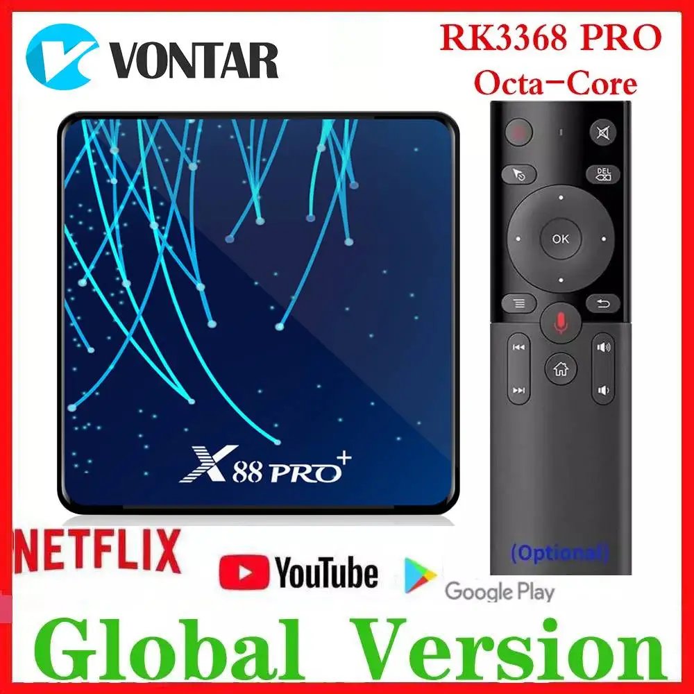  RK3368 PRO OctaCore TV BOX Android 9.0 4GB RAM MAX 128GB ROM TV Box USB3.0 Google Voice Assistant N