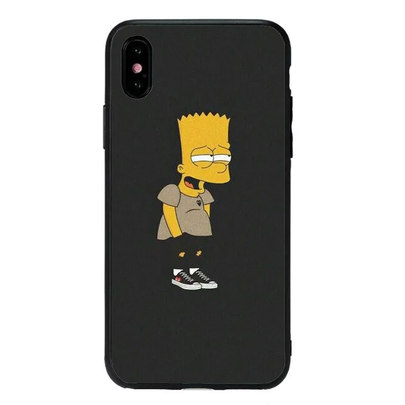 Симпсон Черный силиконовый чехол для телефона iPhone 11 11Pro 5s X 6 7Plus 8 8 Plus XS MAX XR Барт Симпсон Забавный мультяшный чехол - Цвет: TPU