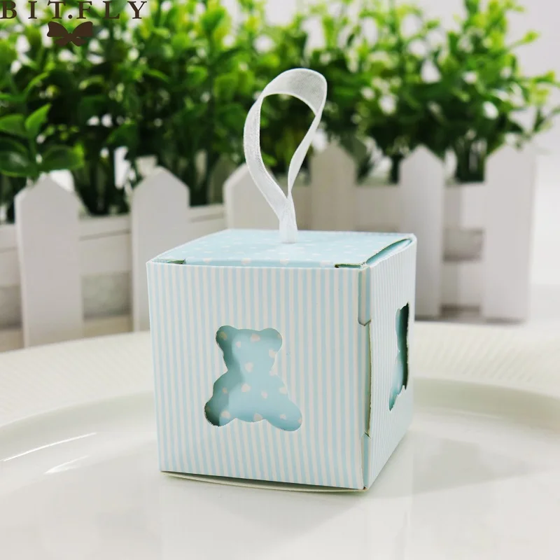 bear blue box 5 шт./компл. бумажная пустая коробка для конфет дизайн каретки коробки для подарков на праздник в честь рождения ребенка, Рождество Свадебные принадлежности - Цвет: bear blue box