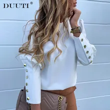 ^^Best Offers DUUTI New Solid Metal Buttoned Detail Blouse Women Long Sleeve Autumn Tops Office Ladies Casual Bell Sleeve Blouses Workwear D25 ^^Best Offers DUUTI New Solid Metal Buttoned Detail Blouse Women Long Sleeve Autumn Tops Office Ladies Casual Bell Sleeve Blouses Workwear D25