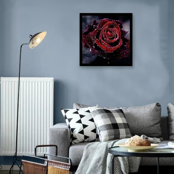 

HOT DIY Painting Tools Colorful Full Diamond DIY Diamond Painting Handmade Kits for Home Wall Decor-Red Rose