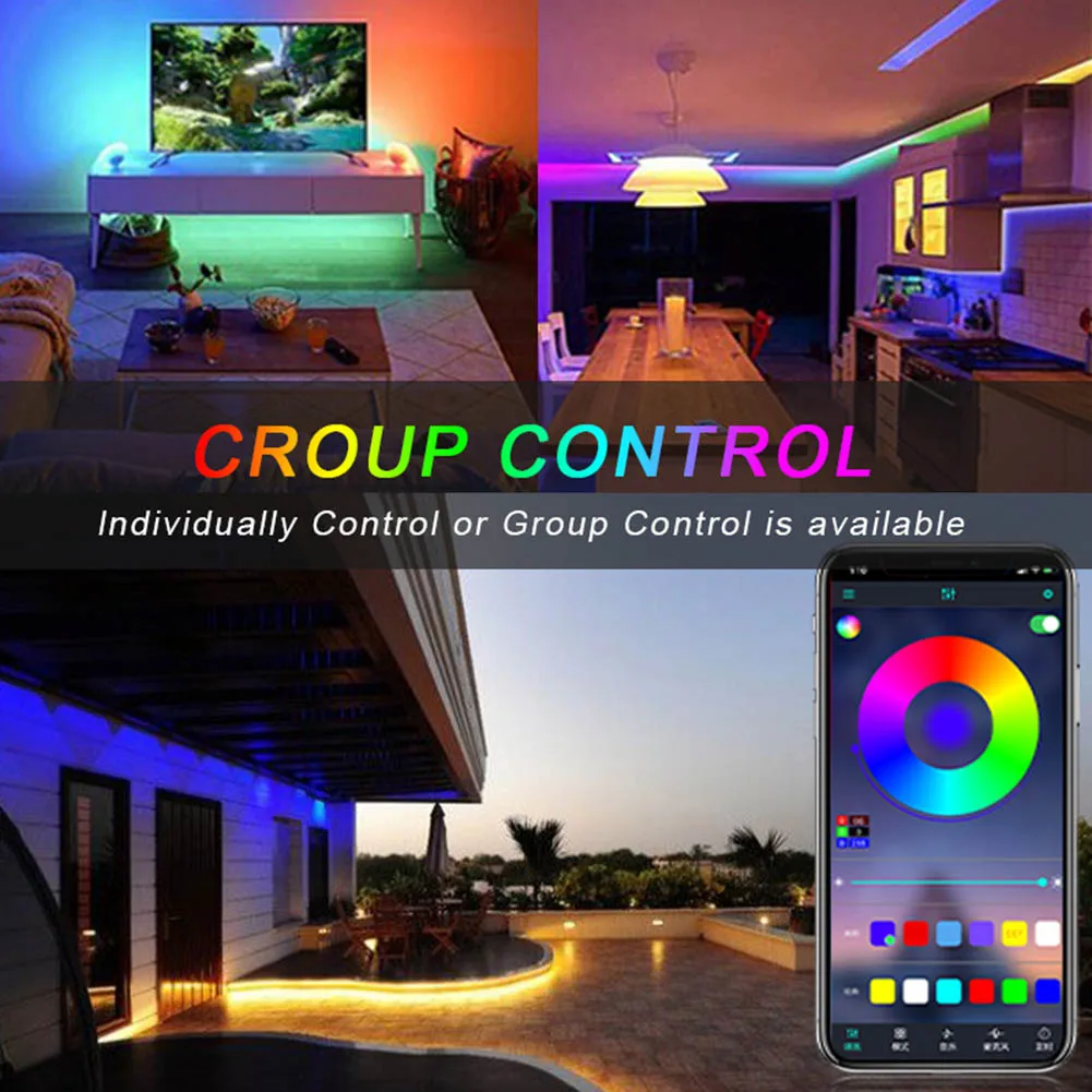 10m Bluetooth LED Strip Lights RGB 5050 SMD Flexible Ribbon 24 Key Remote Control TV Tape Lamp Waterproof LED Strip