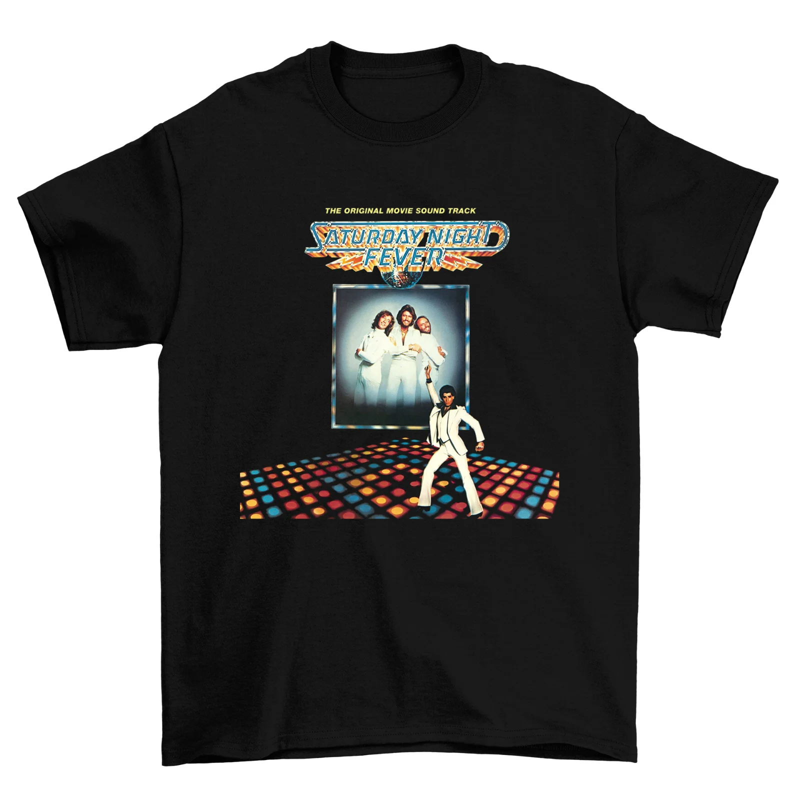 Хлопковая футболка унисекс The Bee Gees черная с принтом субботы и ночи S 234XL V773 |