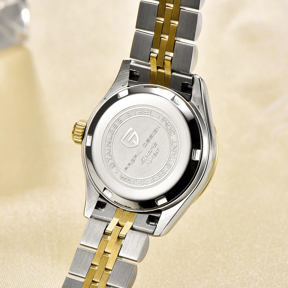 free drop shipping Automatic-self-Wind Female Watch gold silver stainless steel band waterproof auto date womens watches  (36)