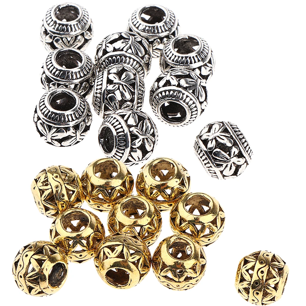 20Pcs Metal Spacer Bead Tubes Dreadlocks Beads Hair Braiding Jewelry Hair Beard Decoration DIY Accessories, Hippie Style