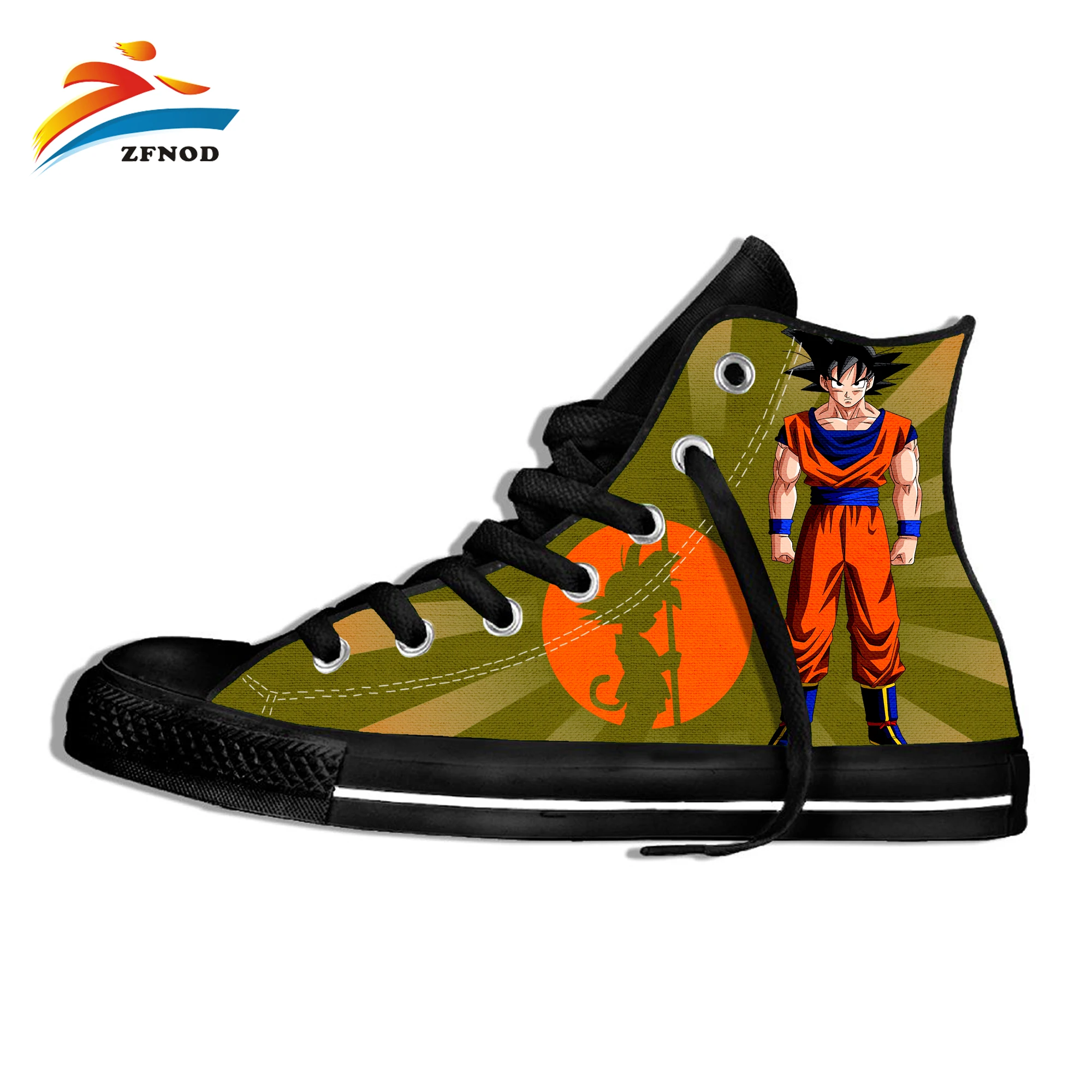 Обувь Dragon Ball; оранжевая обувь с v-образным вырезом и 3D-принтом Dragon Ball Z; Повседневная обувь; Ультра инстинкт Master Goku; летняя Вулканизированная обувь в стиле аниме «Hi Tops»