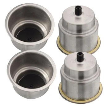 

4Pcs Recessed Stainless Steel Cup Drink Bottle Holder For Marine Boat Rv For Camper Car Truck Two Stage