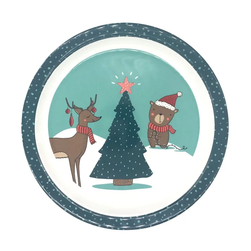 JINSERTA Merry Christmas детская миска тарелка блюдо мультфильм дети анти-падение меламиновая посуда Десерт Фрукты закуски декоративный поддон