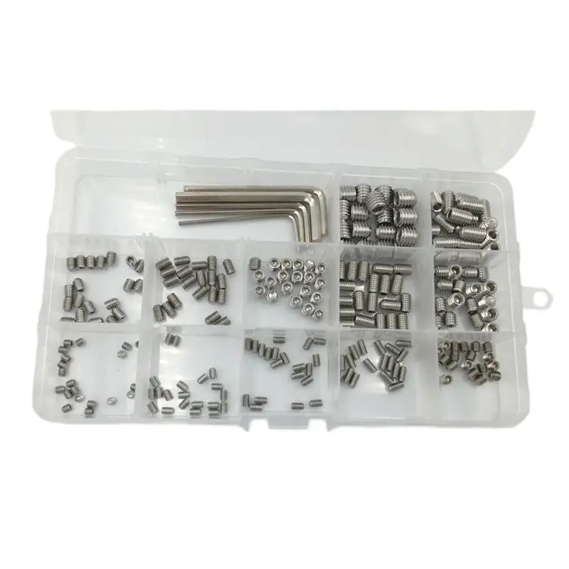 

240pcs M3 M4 M5 M6 M8 Metric Stainless Steel Hex Socket Set Screw Assortment Kit