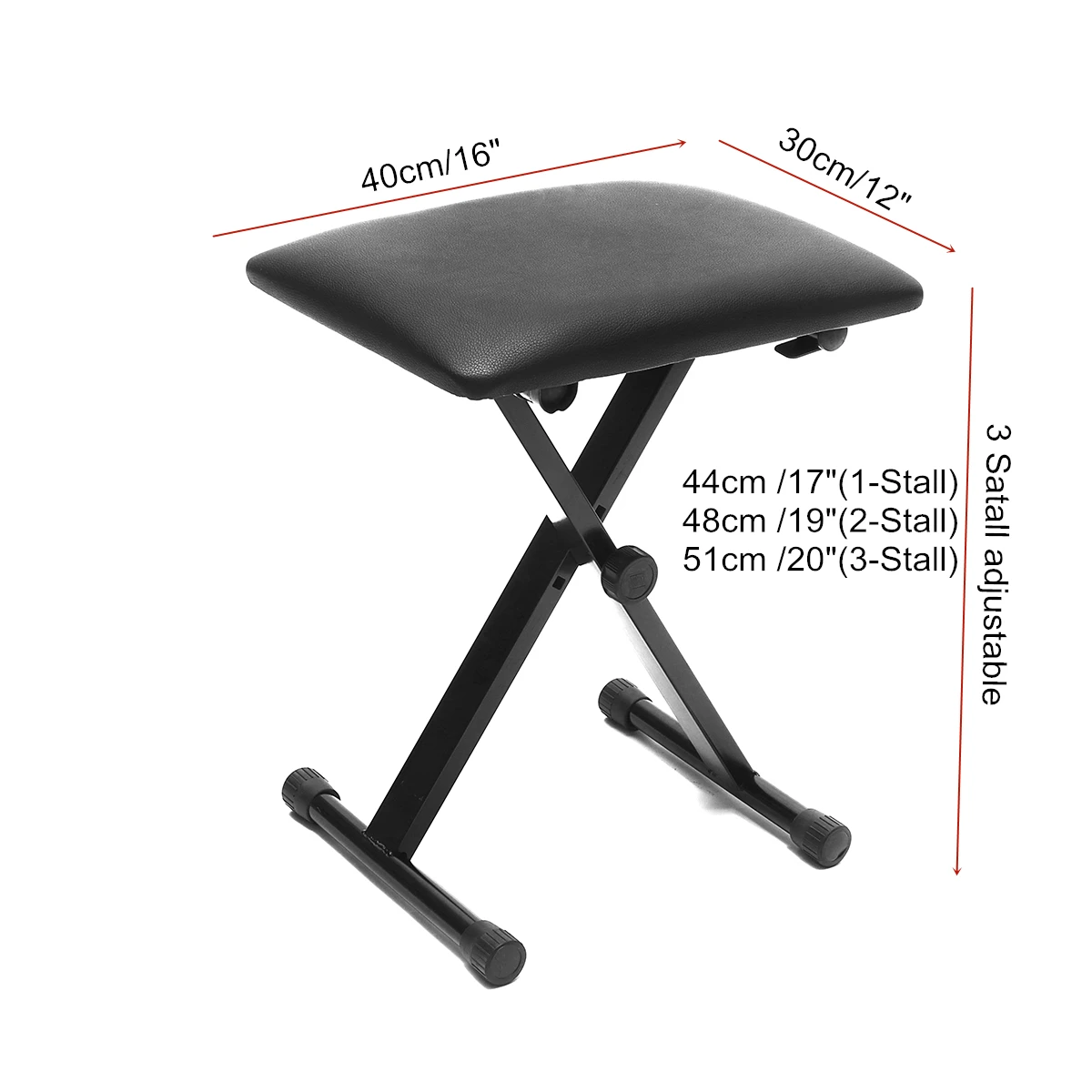 

Lightweight Piano Keyboard Bench Adjustable Folding Black Leather Single Practicing Piano Bench Piano Stool Chair Bench