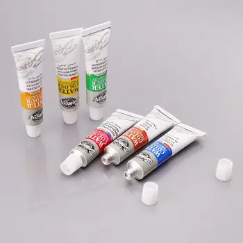

12 Colors 6ml Paint Tubes Drawing Painting Watercolor Pigment Set With Brush Art Supplies