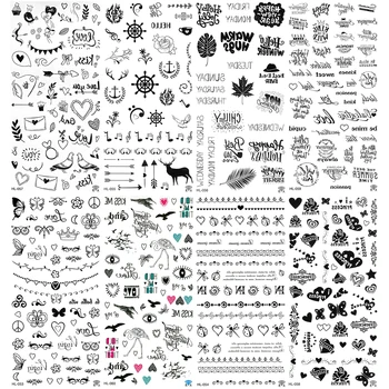 

5pcs /lot Princess Tattoo Fake Rose Eye Tatoo Heart Hat Water Butterfly Note Flash Flower Insect Temporaria Letter Tatto Sleeves