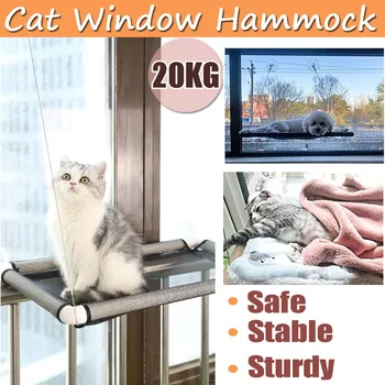 

NEW Pet Hanging Bed Cat Beds Sucker Window Mounted Perch Cat Hammock Wood Shelf Seat Pet Climbing Toys Supports up to 20kg