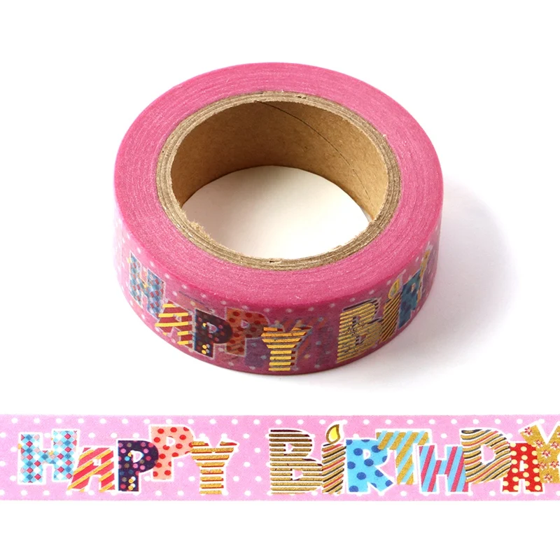 10 м декоративные Фольга лента Washi HAPPY BIRTHDAY &quotсделай сам&quot Скрапбукинг Стикеры