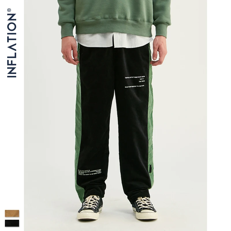 

INFLATION 2019 FW Men Jogger Pants Contrast Color In Side Jogger Pants Drawstring Waistband Mens Track Pant Streetwear 93371W