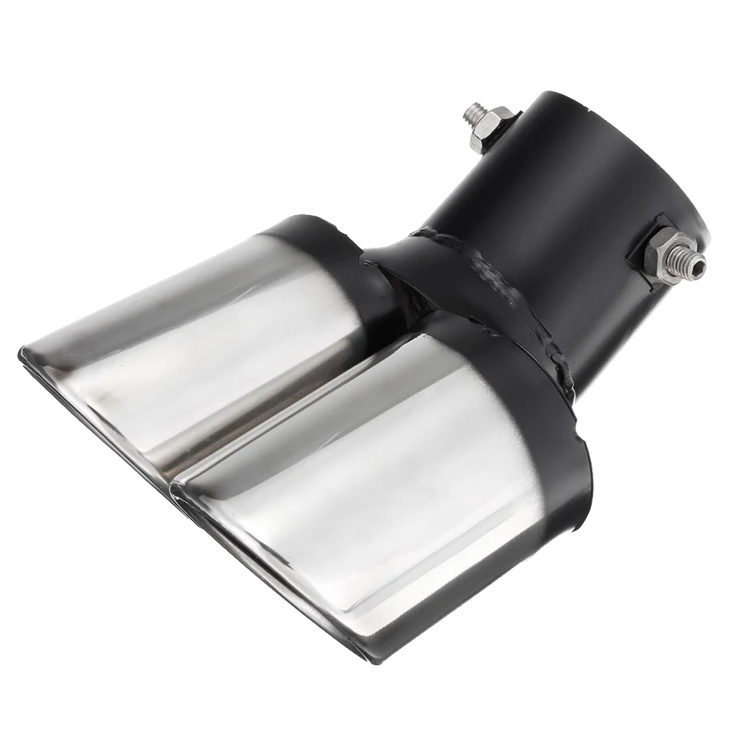 Universal Car Rear Curved Dual Exhaust Muffler Pipe Trim Tips Chrome Tail