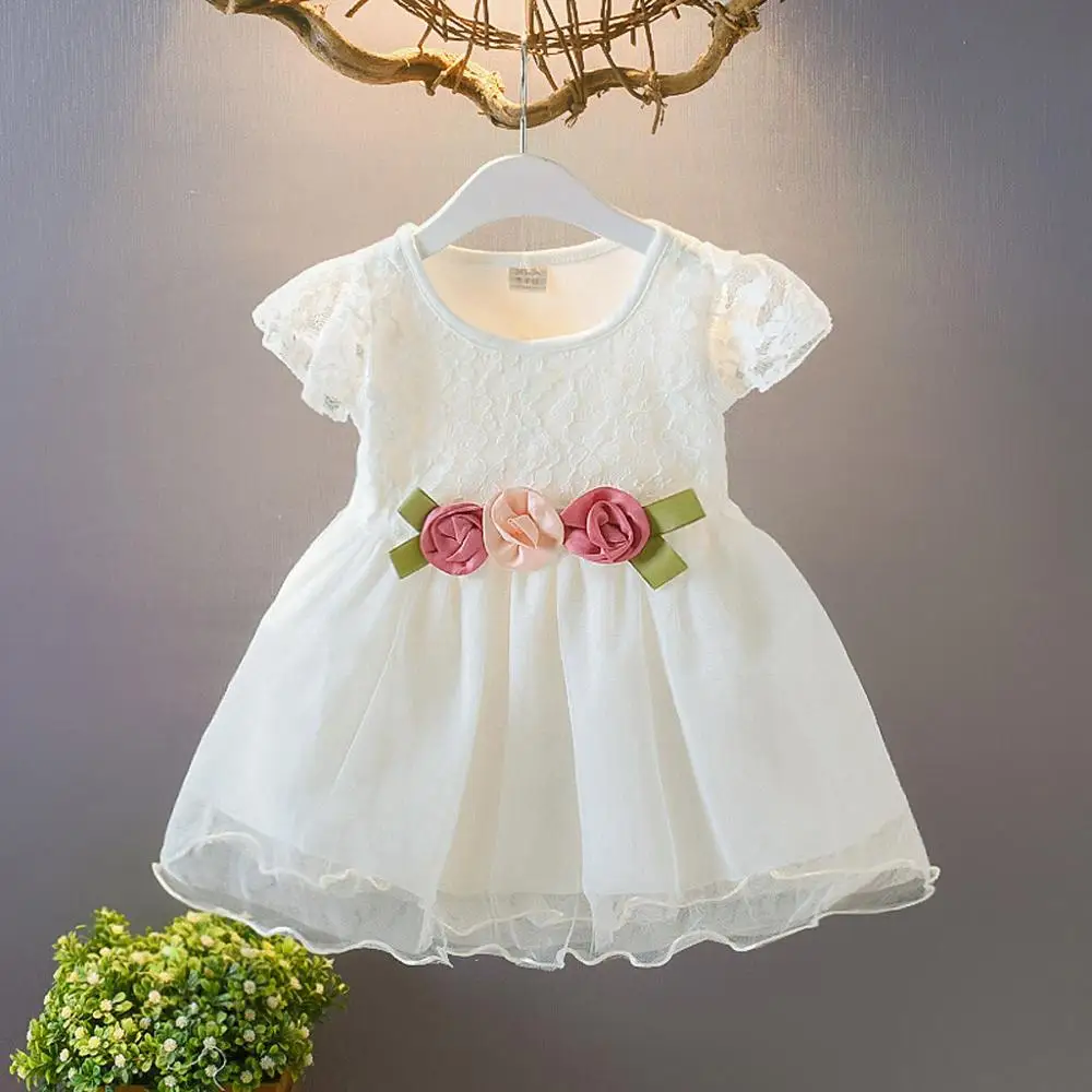 Для маленьких девочек новорожденных вечернее платье, Одежда Зима Vestidos Sukienki Elbise, кружевное платье с цветочным рисунком vestido infantil халат Платье для первого дня рождения - Цвет: White
