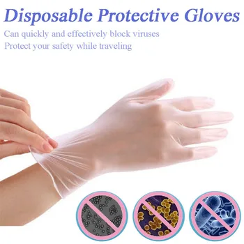 

100PCS Disposable Clear PVC Protection Gloves Beauty Latex Gloves Cleaning Work Finger Marden Restaurant Home Protection