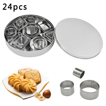 

24 Pc Metal Cookie Biscuit Cutters Set Cake Mould Decorating Pastry Sugar Mold