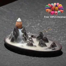 10 шт. ладан+ Портативная горелка для благовоний с обратным потоком водопад керамический держатель для благовоний домашний декор рефлюкс горелка для благовоний