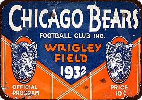 FSTE металлический знак 8x12 дюймов 1932 Chicago Bears программа винтажный вид воспроизведение Ретро Металлический Настенный декор искусство магазин человек пещера бар - Цвет: Mcve1164