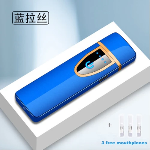 Blue USB умная перезаряжаемая Зажигалка сенсорный датчик индукционные электронные зажигалки в комплекте мундштук для курения аксессуары - Цвет: Blue