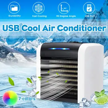 

Portable Colorful Air Conditioner Cooling Fan Desk Mini Cooler Silent 2 Gear Adjustment 200ml Water Tank Capacity USB Charging